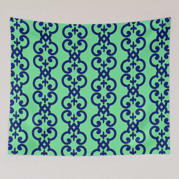 Item preview, Blue Mint Green Traditional Nautical Fluer De Lis  (1 of 4) designed and sold by ChristinasMess.