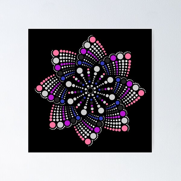 Geometric Mandala Dot Art Gender Fluid Pride Pattern Poster