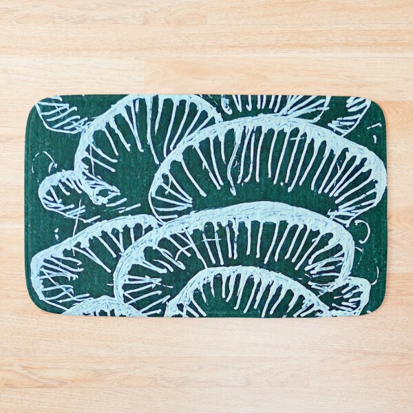 Item preview, Mushrooms - Pale green on teal designed and sold by fuschiaworks.