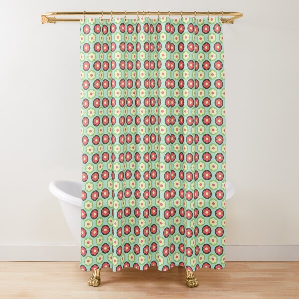 Retro 70's Style Seamless Daisy Pattern Shower Curtain