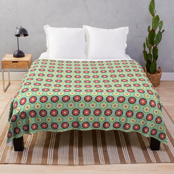 Retro 70's Style Seamless Daisy Pattern Throw Blanket