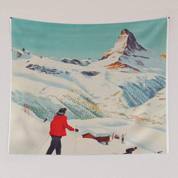 Item preview, Zermatt, Switzerland Vintage Ski Travel Poster designed and sold by vintagevivian.