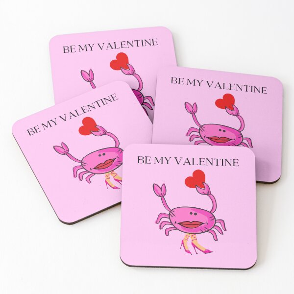 Item preview, BE MY VALENTINE PINK CRAB 3 RED HEART PINK SHOES Medium Pink Background  designed and sold by EllieMonroe.