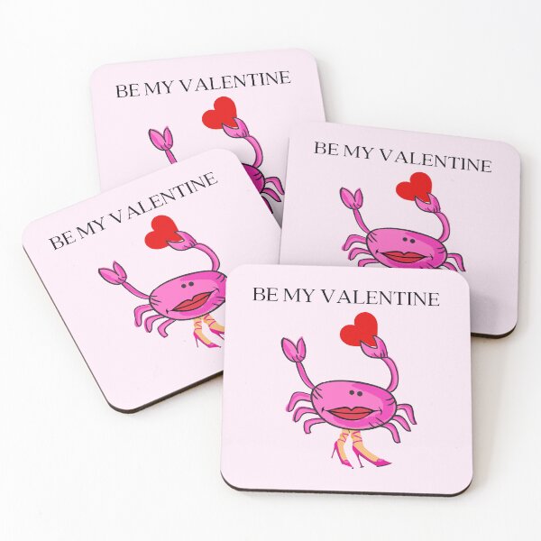 Item preview, BE MY VALENTINE PINK CRAB 2 RED HEART PINK SHOES Pale Pink Background  designed and sold by EllieMonroe.