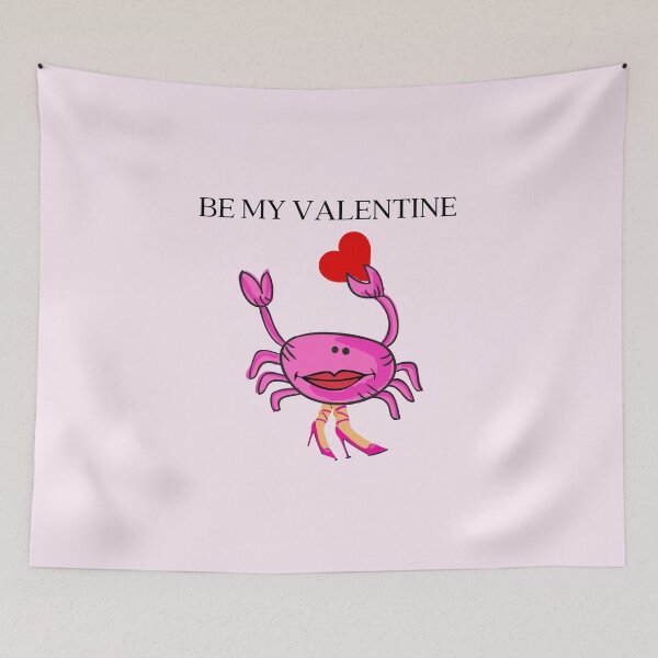 Item preview, BE MY VALENTINE PINK CRAB 2 RED HEART PINK SHOES Pale Pink Background  designed and sold by EllieMonroe.