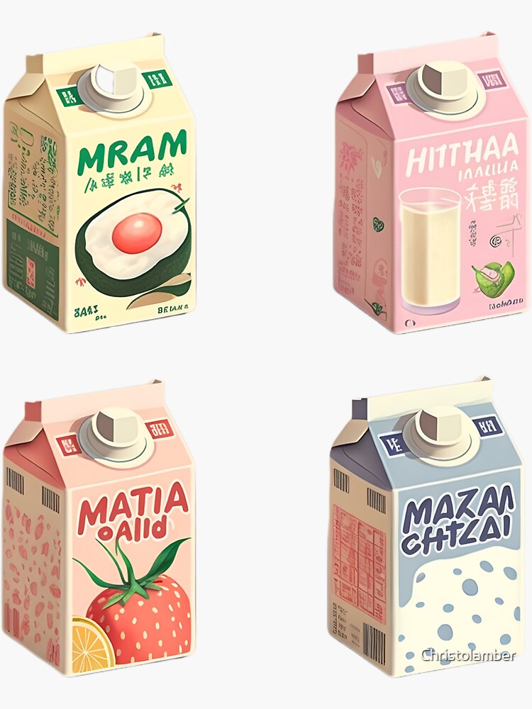 "Japanese flavored milk cartons" Sticker for Sale by Christolamber