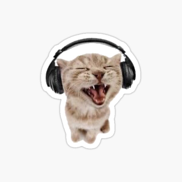 headphones cat Sticker