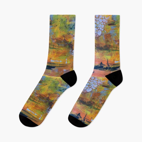 Item preview, The Lost Island - cool modern colorful intuitive abstract art print designed and sold by AdzSpirit.