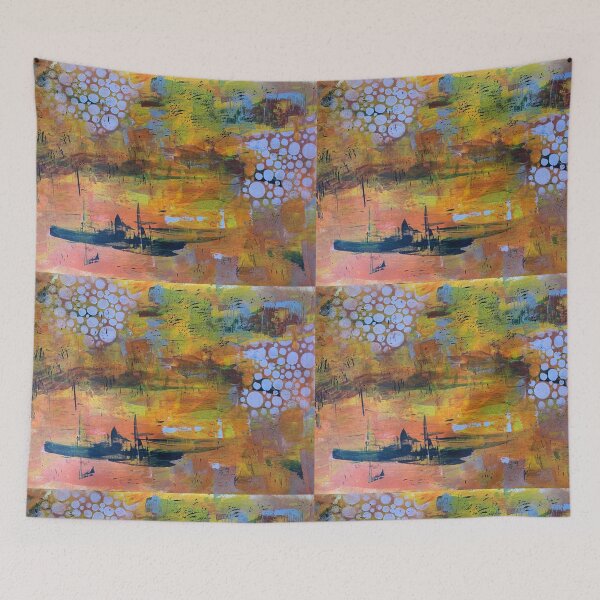 Item preview, The Lost Island - cool modern colorful intuitive abstract art print designed and sold by AdzSpirit.