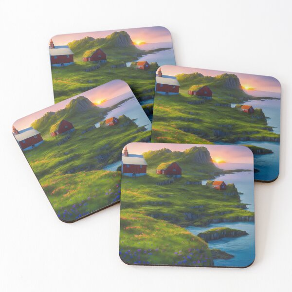 Item preview, The Three Red Farmhouses On The Cliffs designed and sold by Story24net.