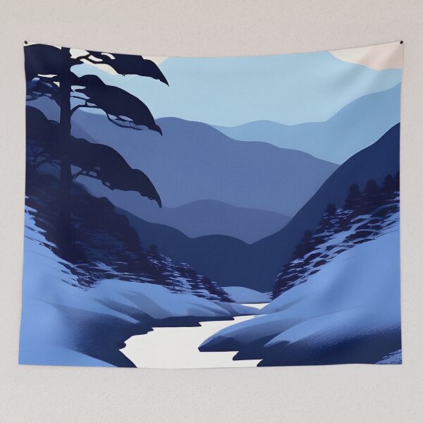 Item preview, Find the Perfect Minimalist Landscape Blue Tone Print for Your Personal Style and Taste designed and sold by supeart.
