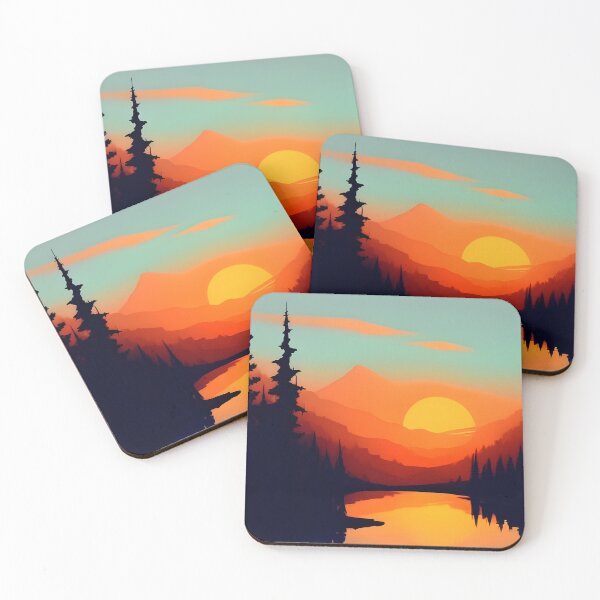 Item preview, Add a Touch of Beauty and Tranquility to Your Life with Our Gorgeous Minimalist Landscape and Lake Sunrise Prints designed and sold by supeart.