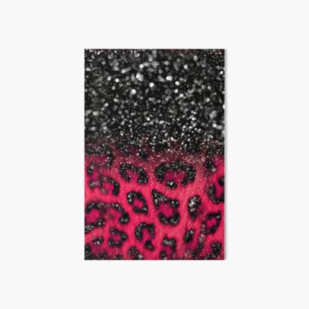 Pink Black Leopard Print Faux Glitter | Art Board Print