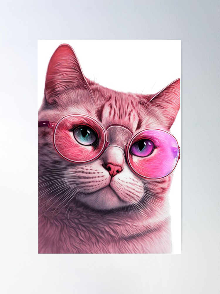 kawaii oversized kitty glasses in pink