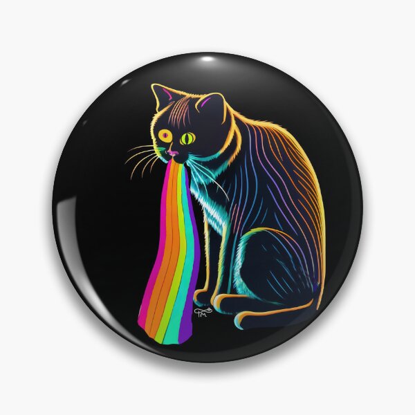 Item preview, Neon Cat Rainbow Sic Vomit Puke designed and sold by Tellingmoon.