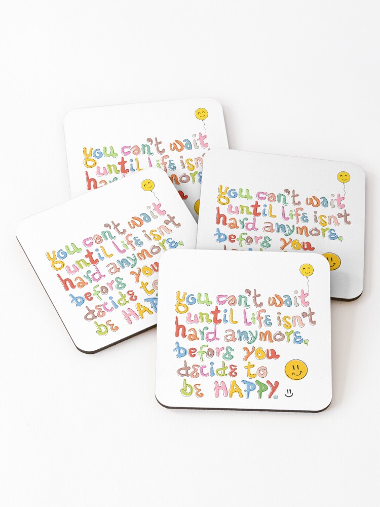 Thumbnail 1 of 5, Coasters (Set of 4), Decide To Be Happy - Rosen Ian designed and sold by Rosen-In-Bloom.