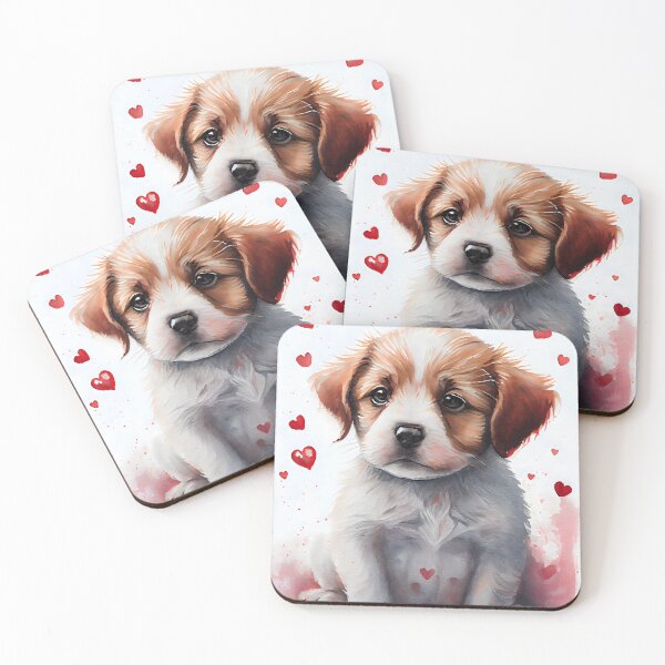 Item preview, Cute Valentine Puppy with Red Hearts designed and sold by CGSGraphics.