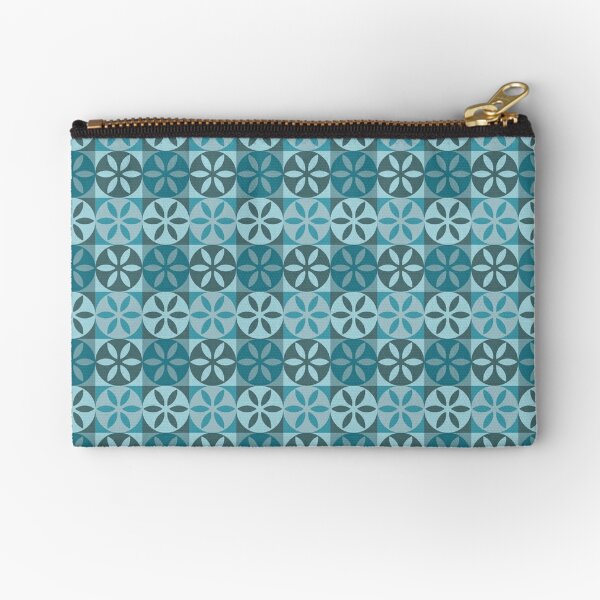 Modern Turquoise Geometric Floral Pattern Zipper Pouch