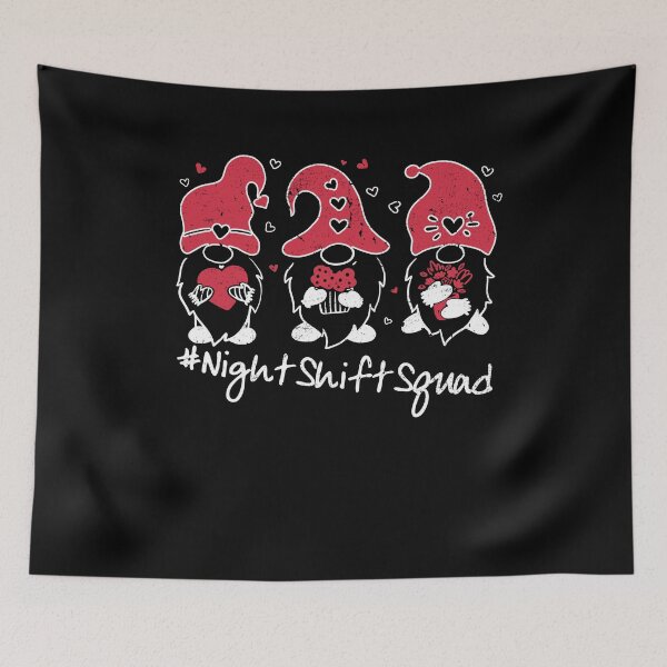 Artikelvorschau, Gnome Love Night Shift Squad Nurse Valentines Day Womens entworfen und verkauft von TRK Shirts.
