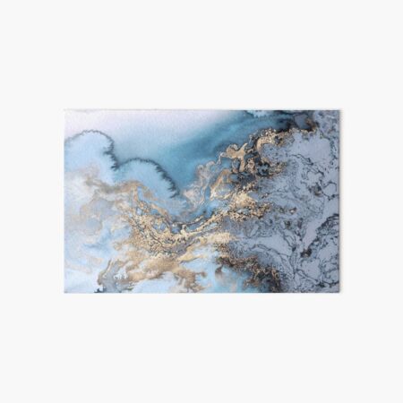 Blue and Gold Marble Art Board Print