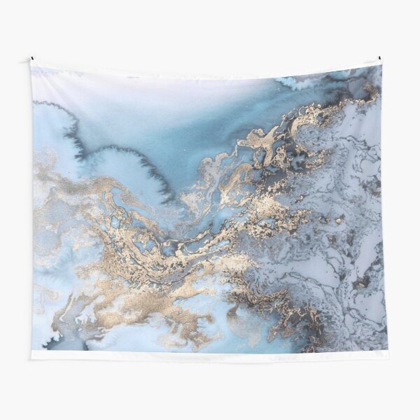 "Blue and Gold Marble" Tapestry for Sale by mimsyc Redbubble
