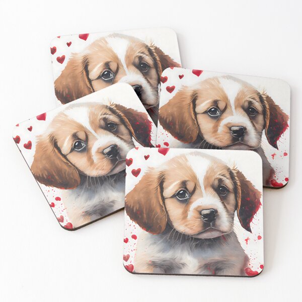 Item preview, Adorable Cute Valentine Puppy with Red Hearts designed and sold by CGSGraphics.