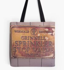 Sprinkler Stop Valve Sign Tote Bag
