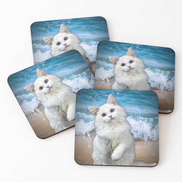 Item preview, Cat Vacay Print - For a cat lover, for a beach lover, funny pet decorating print. designed and sold by Wentoo.