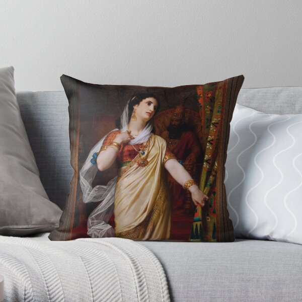Esther by Hugues Merle Remastered Xzendor7 Classical Art Old Masters Reproductions Throw Pillow