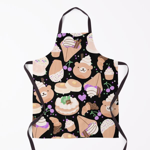 Item preview, French Doodled Cute and Playful Cafe and Ice Cream Shop (black-purple) designed and sold by Dorina Larsdotter.