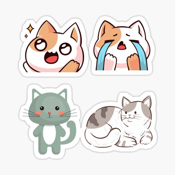 Anime Cat Sticker Pack Sticker For Sale By Luckycatstore Redbubble 