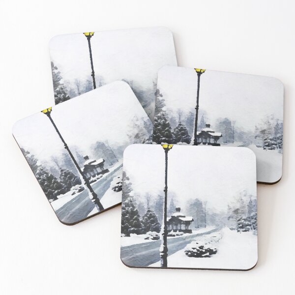Aperçu de l'œuvre Paysage d'hiver avec réverbère dans la neige créée et vendue par EcoArtLab.
