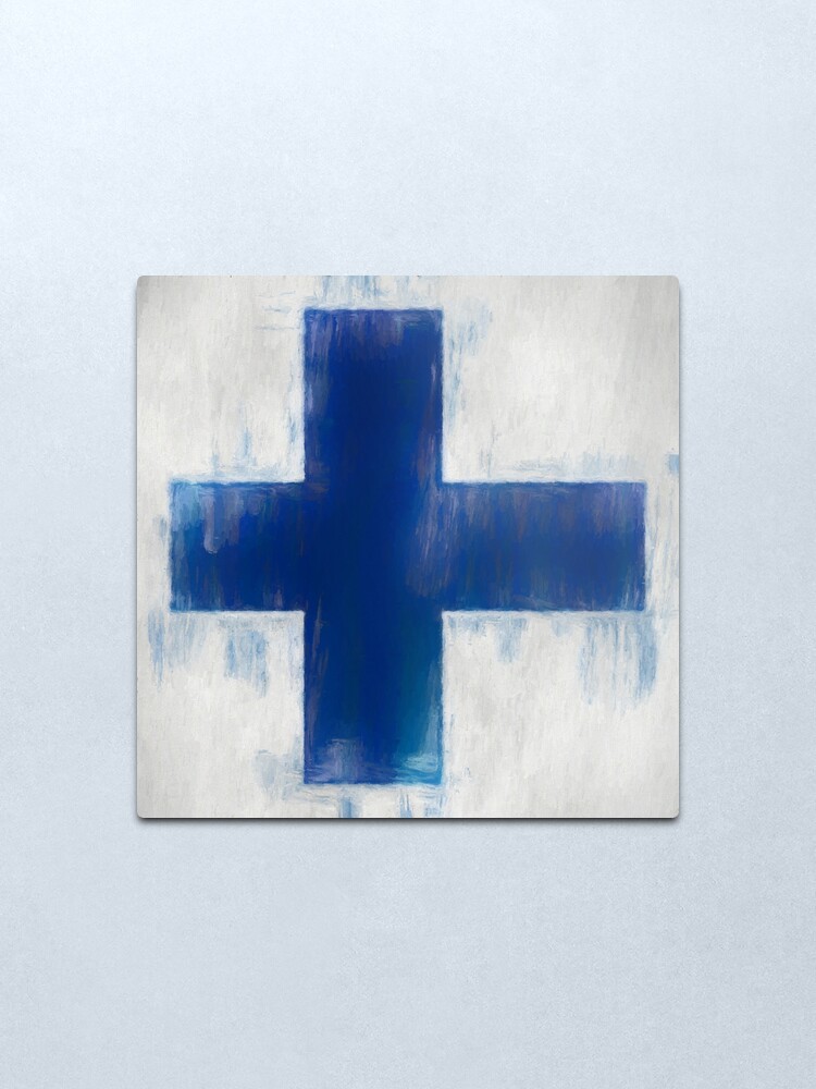 Alternate view of Finnish Flag No. 2, Series 2 Metal Print