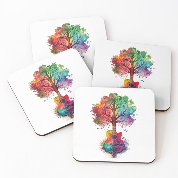 Item preview, Tree of life guitar rainbow watercolor designed and sold by TsunamiBlue.