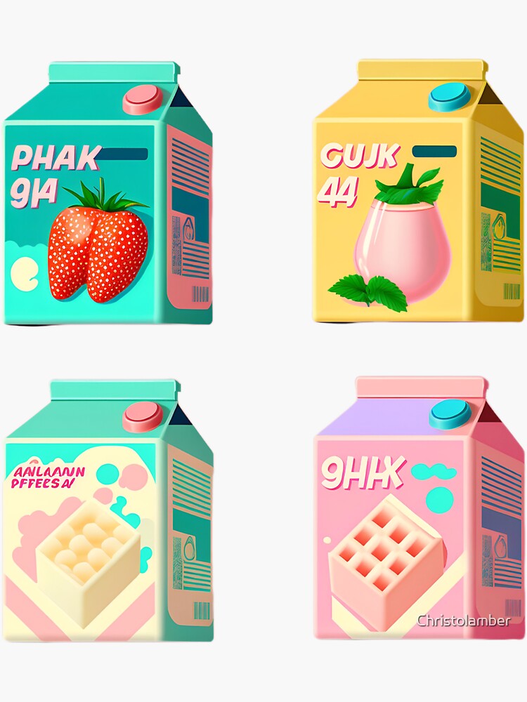 "Japanese flavored milk cartons series 3" Sticker for Sale by