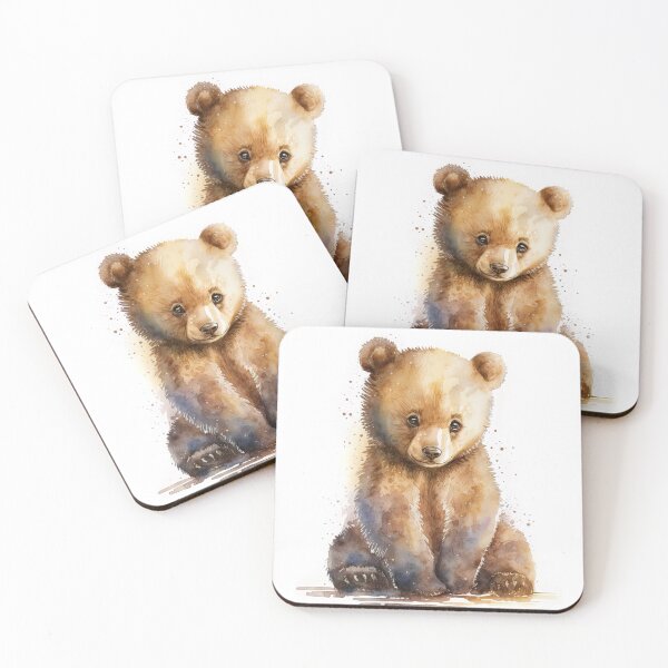 Item preview, Watercolor Brown Baby Bear, Sitting Cute Bear Cub  designed and sold by MoonFoxDesign.