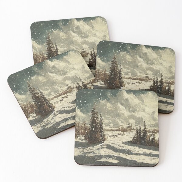 Item preview, Winter Mountain Landscape Painting designed and sold by EcoArtLab.