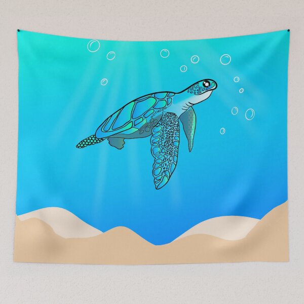 Item preview, Sea turtle in blue ocean designed and sold by Mermaidssparkle.