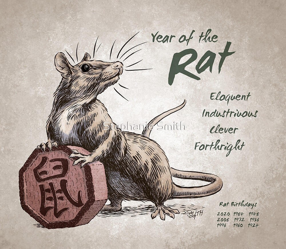 "Year of the Rat Calendar (white)" by Stephanie Smith Redbubble