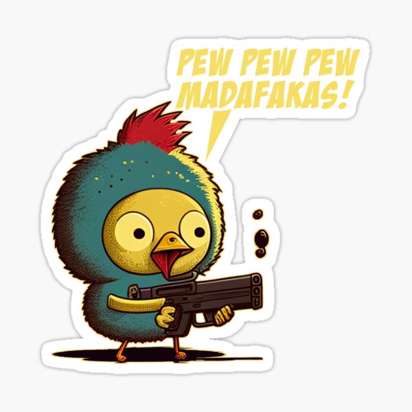 "Funny Bird Pew Pew Pew" Sticker for Sale by rott515 Redbubble