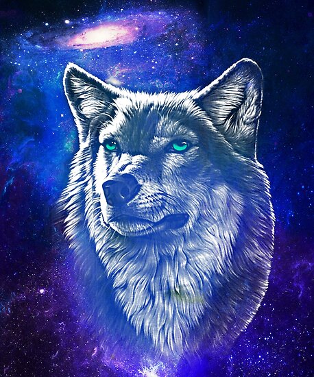 "Wolf face with galaxy" Poster by HEARTBEATS | Redbubble