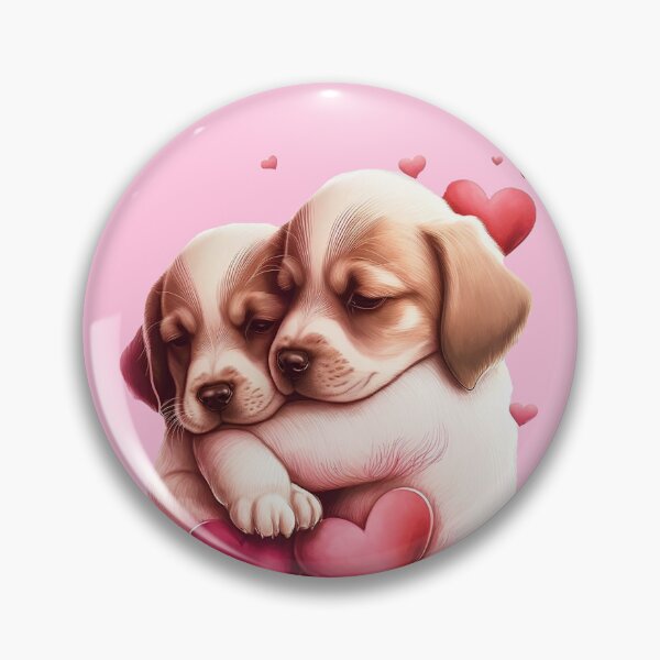 Item preview, Two cute puppies hugging and showing their love, romantic valentines day drawing designed and sold by MagicSatchel.