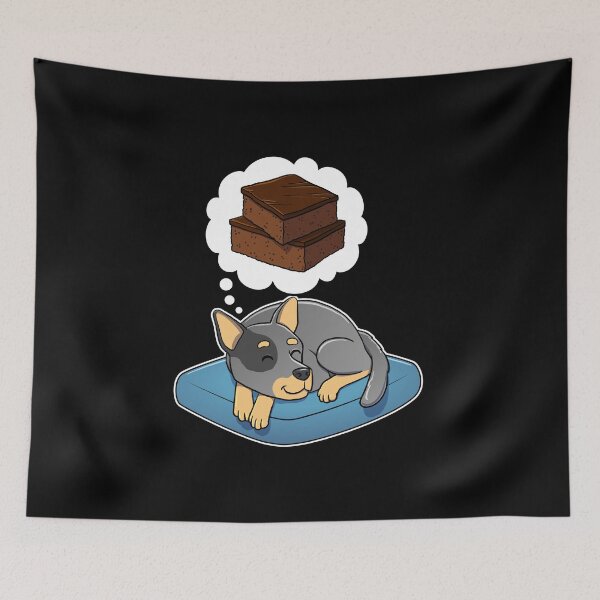 Item preview, Australian Cattle Dog dreaming about Brownies designed and sold by DoggieDelights.