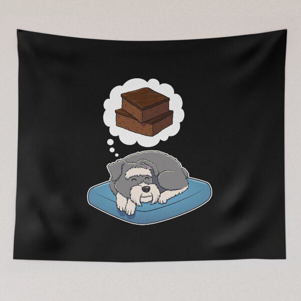 Item preview, Miniature Schnauzer dreaming about Brownies designed and sold by DoggieDelights.