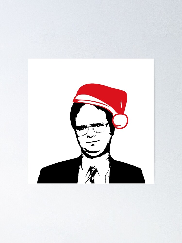 DWIGHT SCHRUTE The Office Christmas Santa Hat Black White