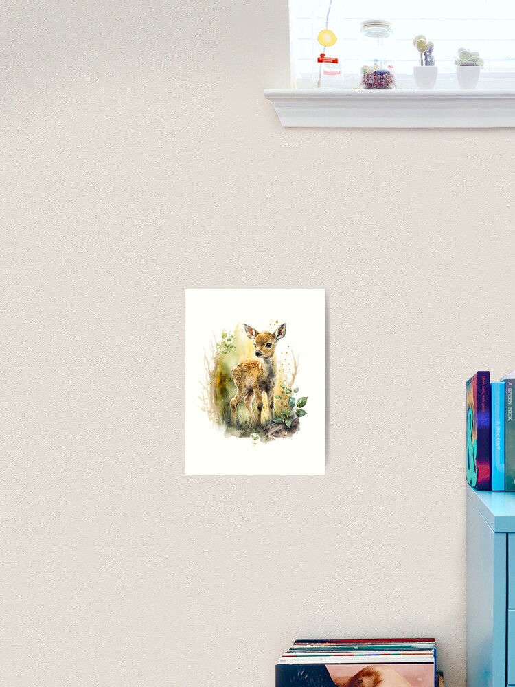 Cute Fawn Deer Drawing - Sketchbook Page Print Art Board Print