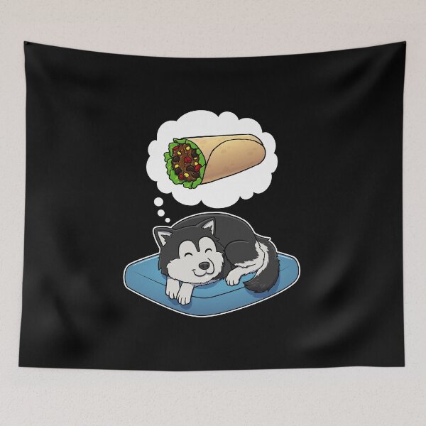 Aperçu de l'œuvre Alaskan Malamute dreaming about Burritos créée et vendue par DoggieDelights.
