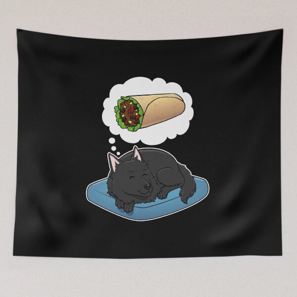 Item preview, Belgian Sheepdog dreaming about Burritos designed and sold by DoggieDelights.