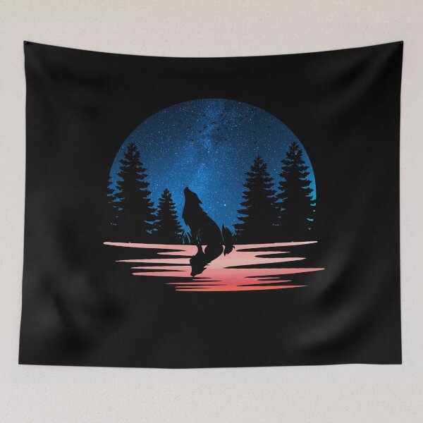 Item preview, Wolf Art Cute Wolf With Trees And Sky Retro Vintage Design For Wolves Lover designed and sold by Thecitiesstore.