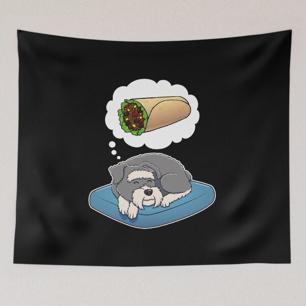 Item preview, Miniature Schnauzer dreaming about Burritos designed and sold by DoggieDelights.